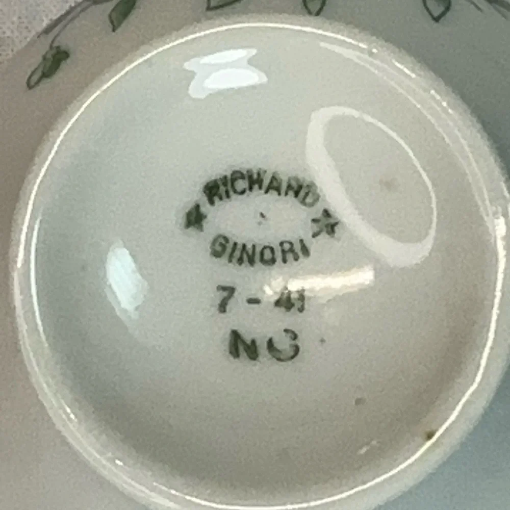 Richard Ginori Demitasse Coffee Tea Set Green Rose 15pc Espresso Service For 6 - Picture 8 of 16